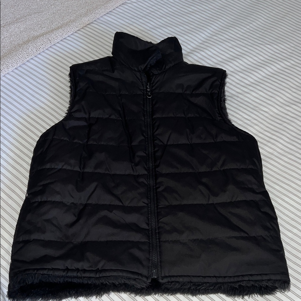 Reversible Black Faux Fur Vest